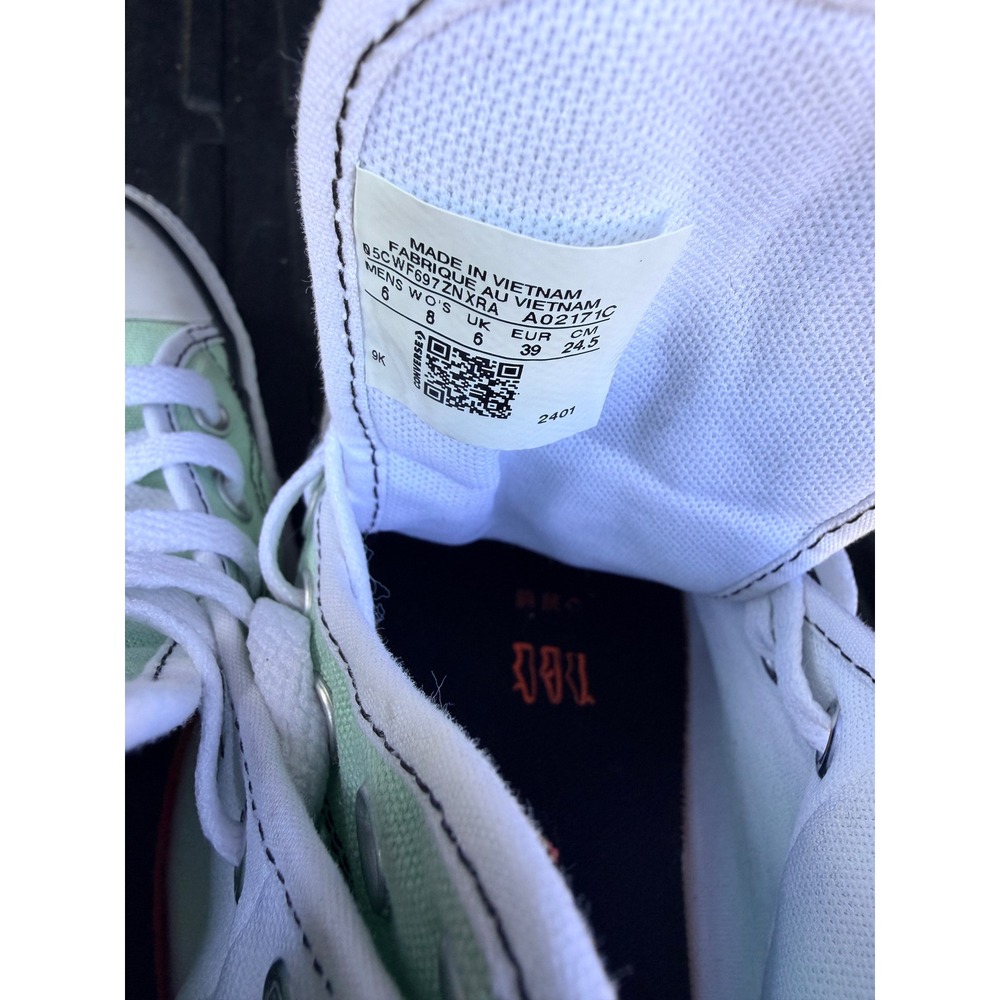 Converse Chuck Taylor All Star High Top Mint Green Love Heart A02171C Womens 8 - Picture 6 of 7